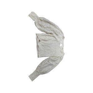 Free People White Open Back Puff Sleeve Crop